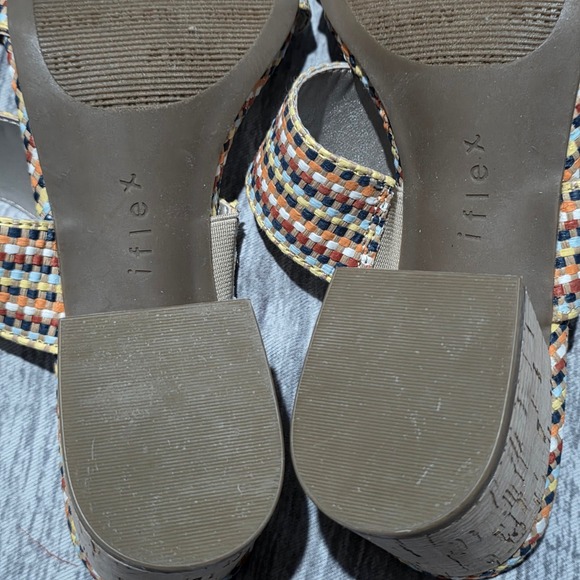 Anne Klein Beae Woven Wedge SandalsMulticolored Strappy Cork Heel Buckle 6 1/2 - Picture 13 of 14